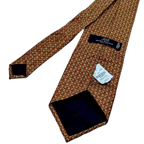 Brooks Brothers 346 Patterned Rust Orange 100% Silk Tie - New - Picture 2 of 2